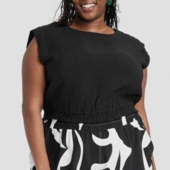 Slim Fit Extended Shoulder Gauze Crop Hipster Hippie Boho Bohemian Hip Tank Top - Picture 1 of 6